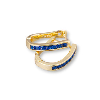 Geschlossene Ohrstecker aus 925er Sterlingsilber mit Mikropavé-Zirkonen, 3 x 16 mm, 2 Paar, Goldblau