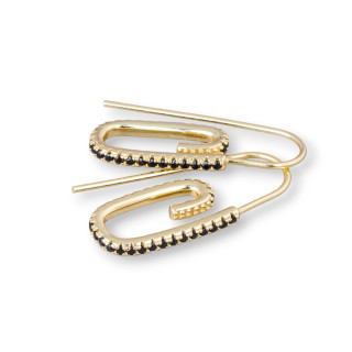 Ασημένια 925 σκουλαρίκια Monachella με Ζιργκόν Micropave 12x28mm 2 Ζεύγη Χρυσό Μαύρο
