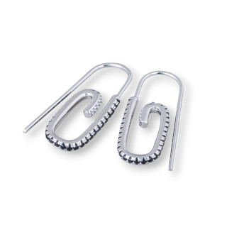 Hakenohrringe aus 925er Sterlingsilber mit Mikropavé-Zirkonen, 12 x 28 mm, 2 Paar, schwarzes Rhodium