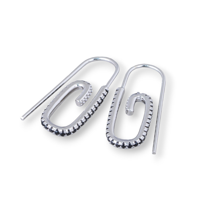 Hakenohrringe aus 925er Sterlingsilber mit Mikropavé-Zirkonen, 12 x 28 mm, 2 Paar, schwarzes Rhodium