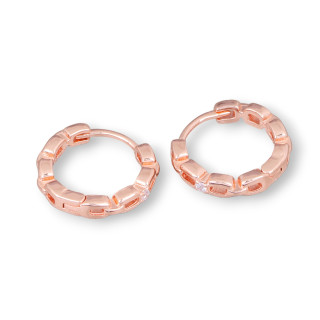 Pendientes de botón cerrados de plata de ley 925 Cadena Marinara Diadema 2,8x15,5 mm 2 pares de oro rosa