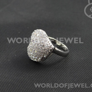 Ring aus 925er Silber mit herzförmigen Strasssteinen - 1 Stück - Rhodium