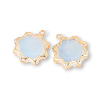 Componente colgante de cabujón de ojo de gato de 16 mm con 1 anillo blanco de 8 piezas