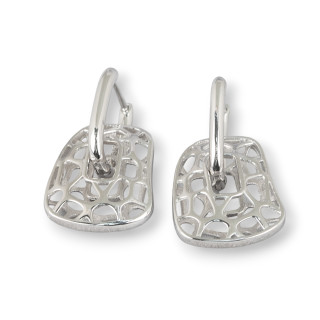 Aretes Cerrados de Plata de Ley 925 15x26mm 1 Par Rodio