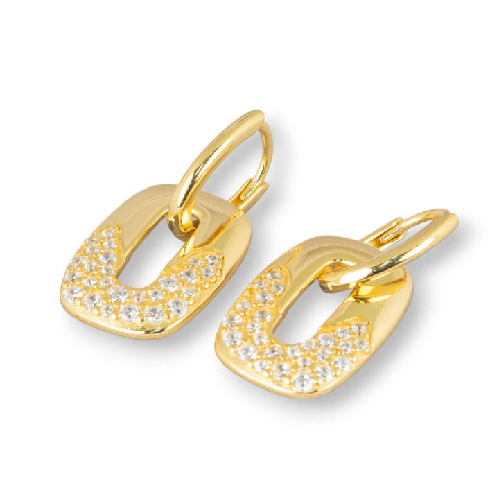 Geschlossene Ohrstecker aus 925er Sterlingsilber mit MicroPave-Zirkonen, 13 x 25 mm, 1 Paar, golden