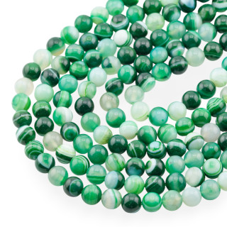 Agate Lisse Ronde Rayée Vert Emeraude 06mm