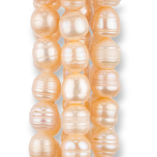 Perles De Riz De Rivière Rayées 10-11mm Rose