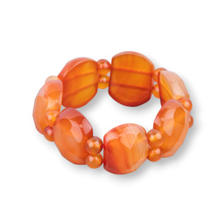 Edelsteinarmband mit Stäben 28 mm Karneol oval facettiert 28 x 22 mm klar