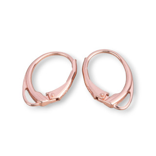 Base de arete de plata de ley 925 Gancho francés cerrado 11x17 mm 4 pares de oro rosa