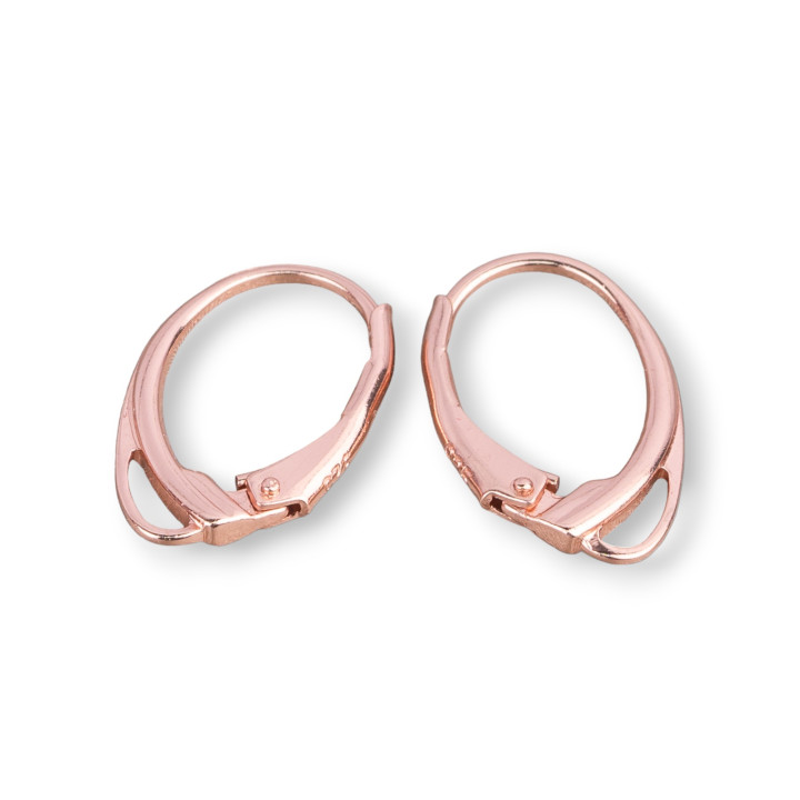 Base de arete de plata de ley 925 Gancho francés cerrado 11x17 mm 4 pares de oro rosa
