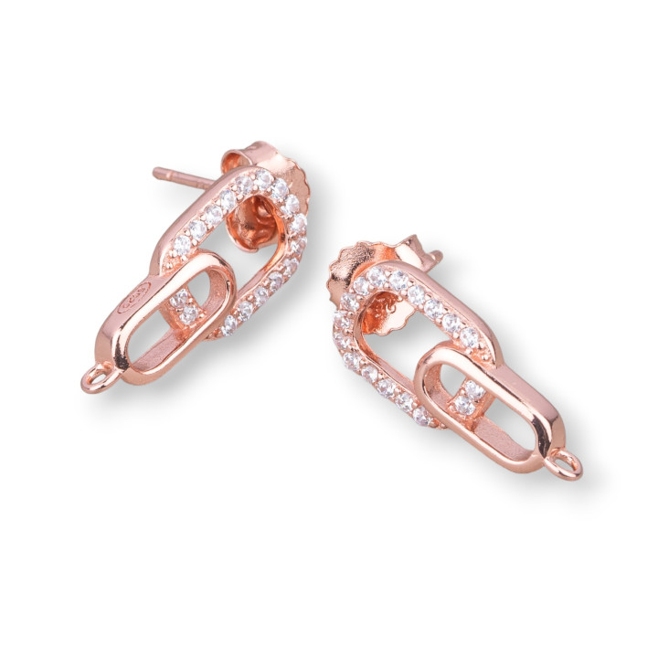 Boucles d'oreilles à tige en argent sterling 925 avec zircons micropave 8x18mm 2 paires d'or rose