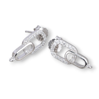 Basis für Ohrringe aus Silber 925 Pin mit Zirkonia Micropave '8x18mm 2 Paar Rhodium