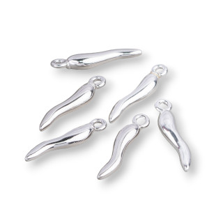 Pendentifs Argent 925 Lucky Corne 3x18mm 6pcs Rhodié