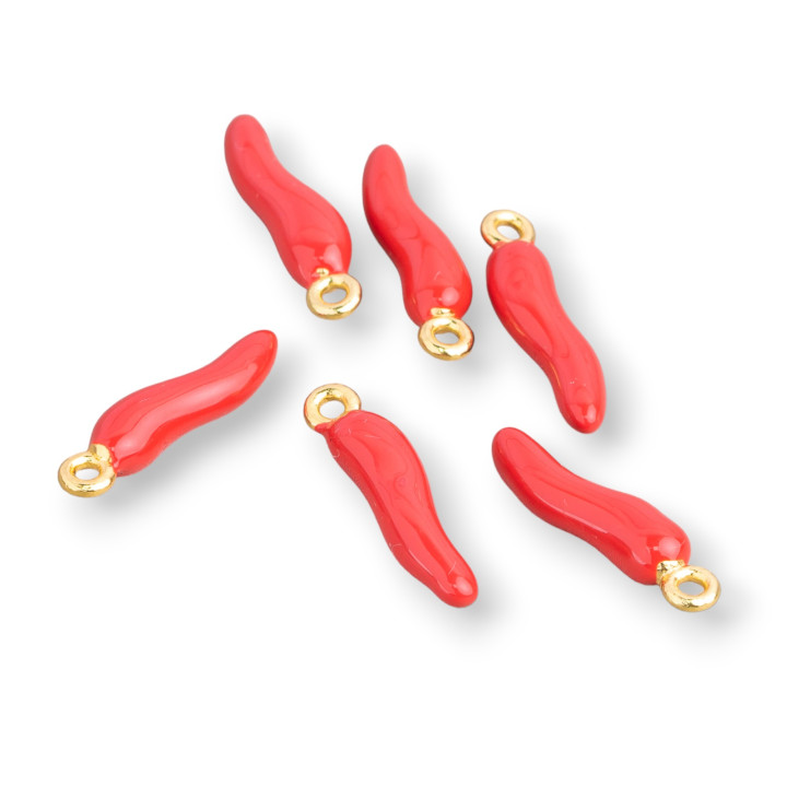 925 Sterling Silber Anhänger Lucky Horn Emaille 4x18mm 6St Golden