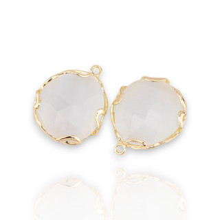 Ανώμαλο Cat's Eye Ορειχάλκινο Σύνδεσμο 24mm 4τμχ Λευκό