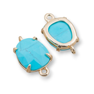 Brass Component Connector with Faceted Cat's Eye 11x17mm 16pcs Magnesite