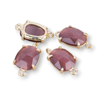 Connettore Componente Di Ottone Con Occhio Di Gatto Sfaccettato 11x17mm 16pz Viola