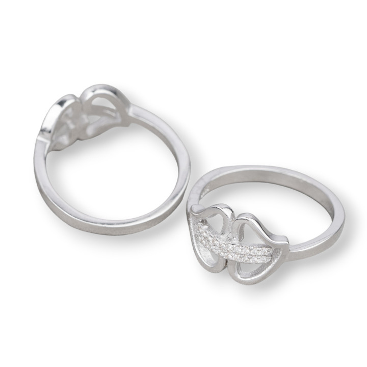 Bague en argent 925 sertie de zircons avec un élément en rhodium de 10 x 15 mm Taille 8