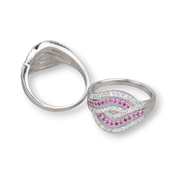 Ασημένιο δαχτυλίδι 925 με ζιργκόν Σετ με ρόδιο στοιχείο 13x16mm Μέγεθος 6