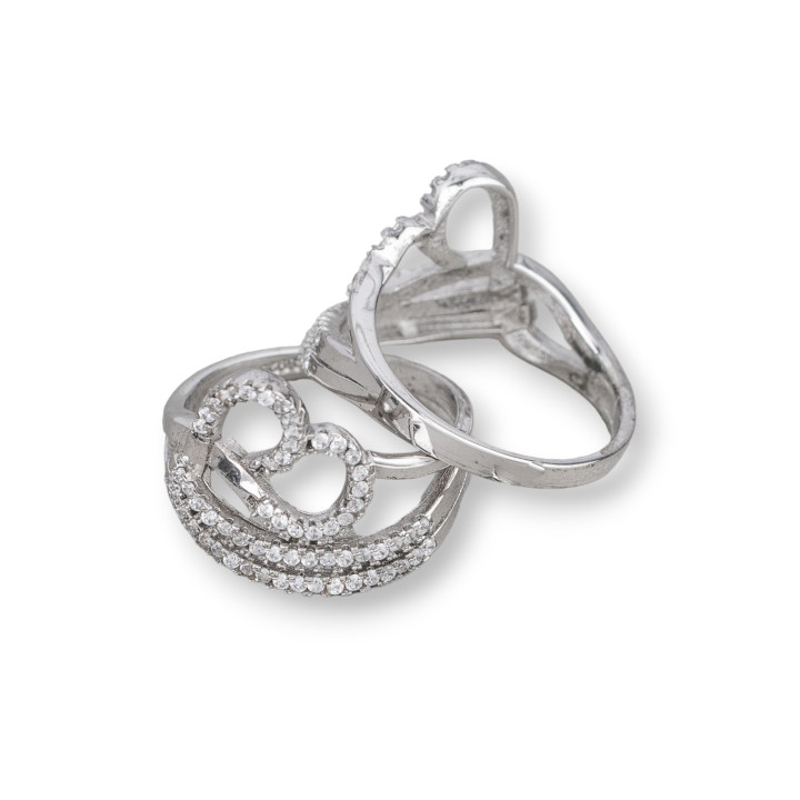 Ring aus 925 Silber mit Zirkonen, besetzt mit Rhodium-Element, 15 x 16 mm, Größe 7