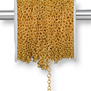 Catena Di Acciaio Forzatina Tonda Liscia 3,0mm Filo 0,5mm 20 Metri Placcato Oro
