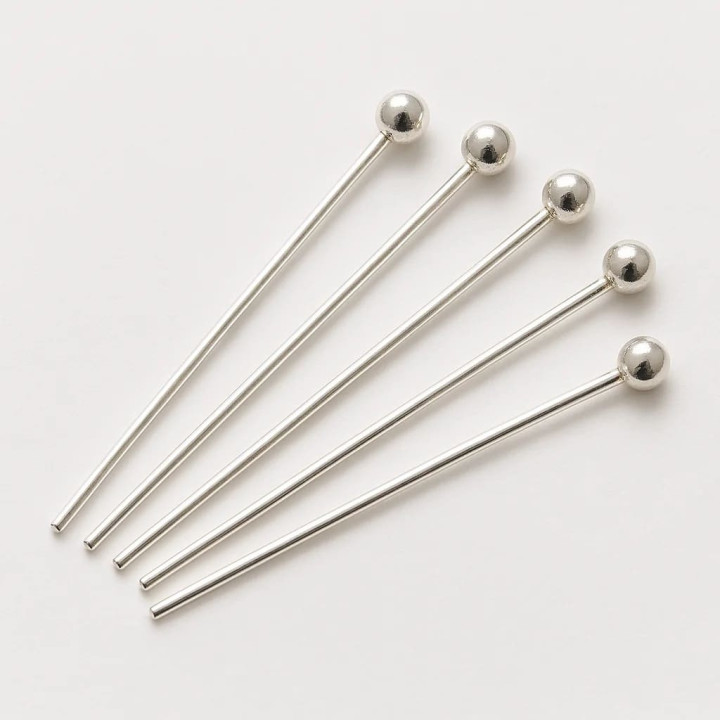 925 Silver Pins 40mm Wire 0.50mm 5 Grams 50pcs Approximately Silver-Plated