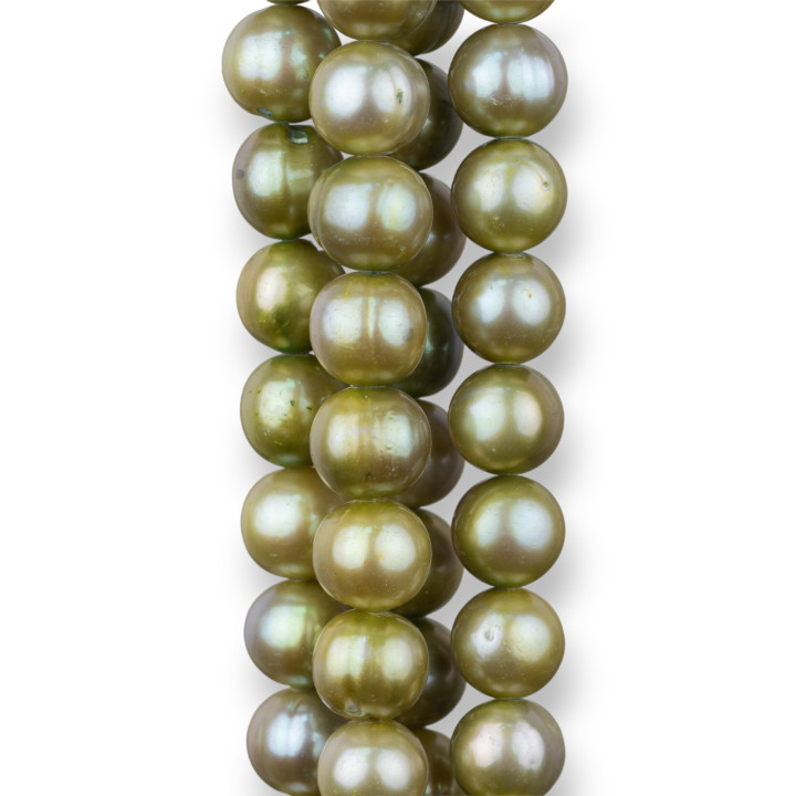 Perle Di Fiume Tonde 10,0-11,0mm A+ Verde Scuro