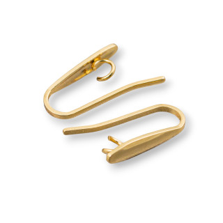 Base Pour Boucles D'Oreilles Acier Lisse Crochets 3.5x17mm 28 Paires Plaqué Or