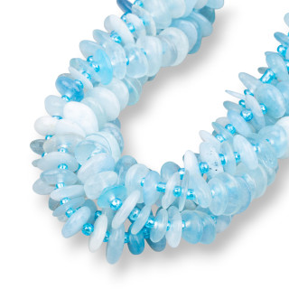 Aquamarin Rondelle unregelmäßiger Stein getrommelt 8-11 mm