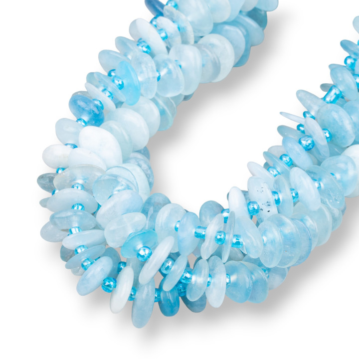 Aigue Marine Rondelle Pierre Irrégulière Roulée 8-11mm