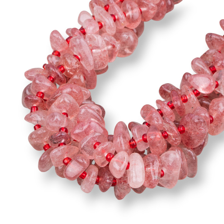 Fraise Quartz Rondelle Pierre Irrégulière Roulée 8-13mm