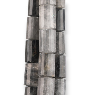 Quarzo Grigio Cilindro Prisma Sfaccettato 13x18mm