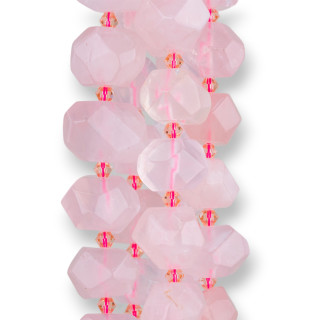 Rosenquarz-Stein unregelmäßig facettierte Nuggets 18-20x12-15mm