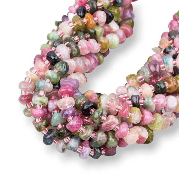 Mehrfarbiger Turmalin Rondelle unregelmäßiger Stein getrommelt 6-9 mm