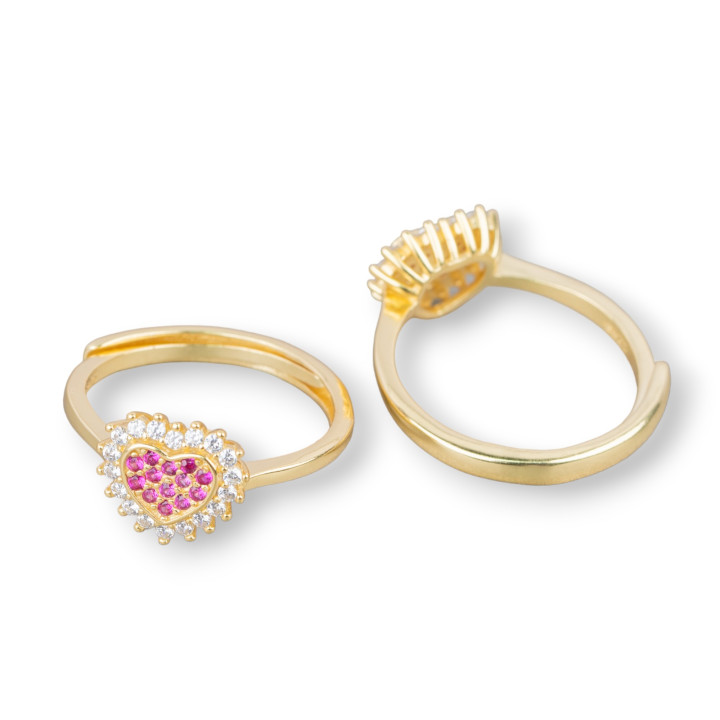 Ring aus 925er Silber mit Herz aus Zirkon 9,5 mm verstellbare Größe 1 Stück goldener roter Rubin