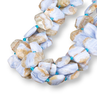 Flacher unregelmäßiger rauer Chalcedon facettiert 25-20 mm