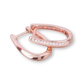 Orecchini Perno Chiuso Di Argento 925 Con Zirconi Micropave' 04x20mm 2 Paia Oro Rosa
