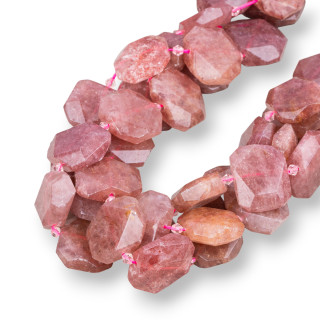 Strawberry Quartz - Plaque à facettes irrégulière en quartz fraise 25-20mm