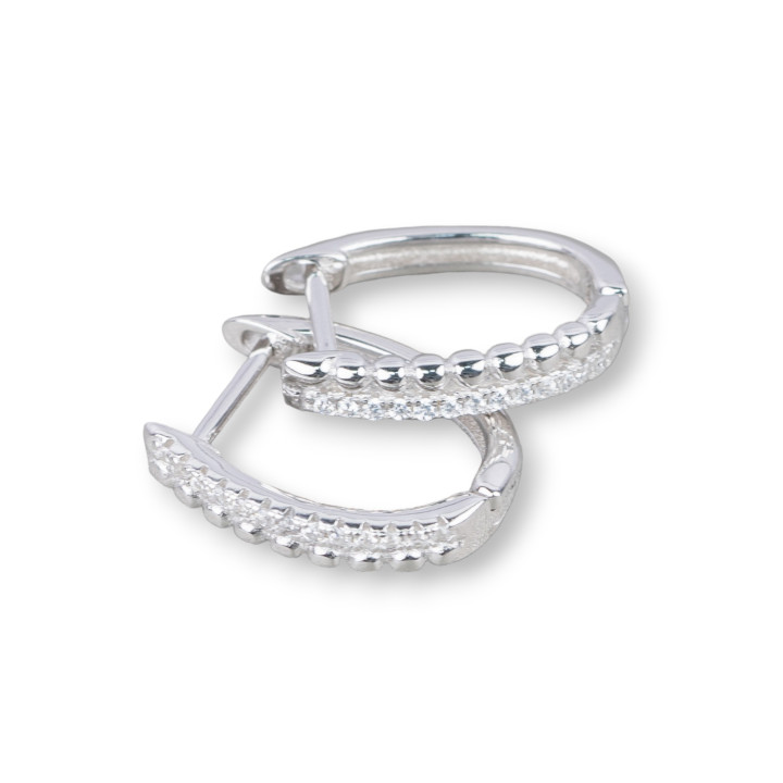 Aretes Cerrados De Plata De Ley 925 Con Circonitas Micropave 3,3x16mm 2 Pares De Baño De Rodio Blanco