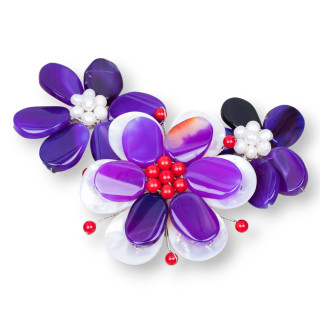 Central Intermediate Component Of Agate, River Pearls, Mother-of-pearl And Bamboo Coral 100x130mm Purple Agate