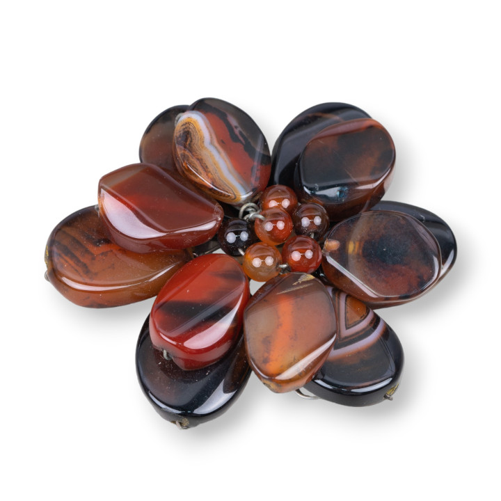 Composant Intermédiaire Central De Pierres Dures Agate Brune 65mm