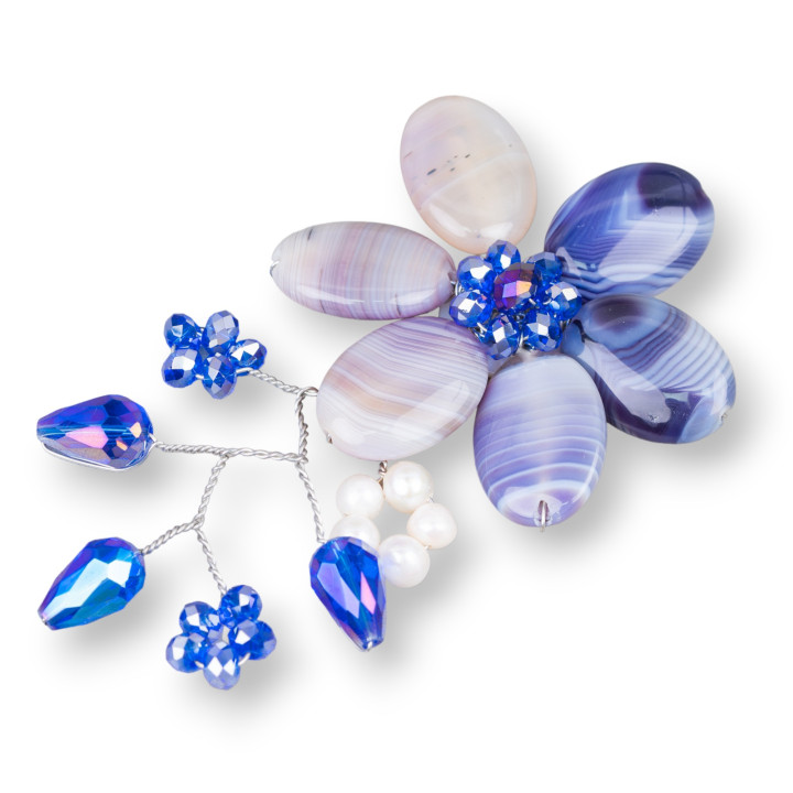 Central Intermediate Component Of Semi-precious Stones And Pearls 65x110mm Purple Agate