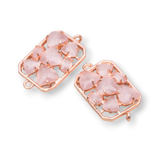 Embedded Cat Eye Rectangle Composant Laiton Connecteur 17x24mm 6pcs Poudre Or Rose