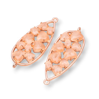 Connecteur de composant en laiton en forme de larme avec œil de chat intégré 16x38mm 4pcs Rose Gold Peach