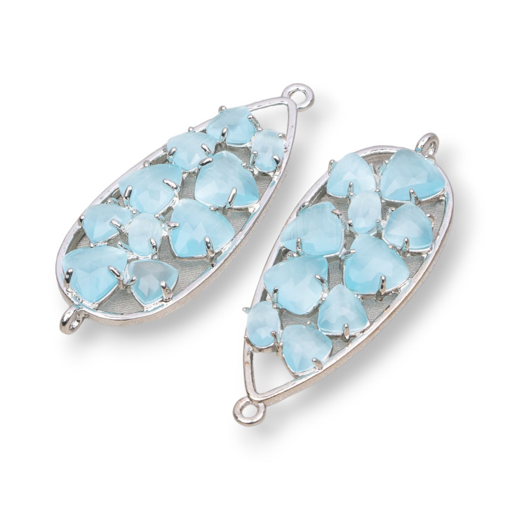 Σύνδεσμος ορειχάλκινου εξαρτήματος Teardrop with Cat's Eye Embedded 16x38mm 4 τεμ.