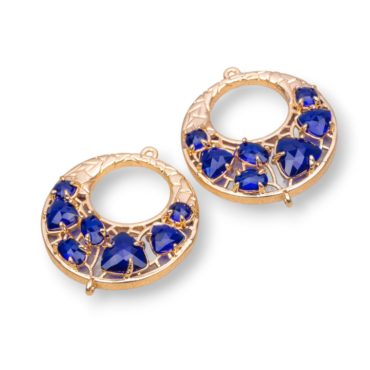 Conector de componente de latón criollo con ojo de gato integrado 28 mm 4 piezas azul dorado transparente