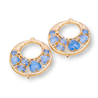 Conector de componente de latón criollo con ojo de gato integrado 28 mm 4 piezas Azul cielo dorado