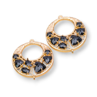 Conector de componente de latón criollo con ojo de gato integrado 28 mm 4 piezas negro dorado