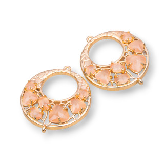 Conector de componente de latón criollo con ojo de gato integrado 28 mm 4 piezas Melocotón dorado