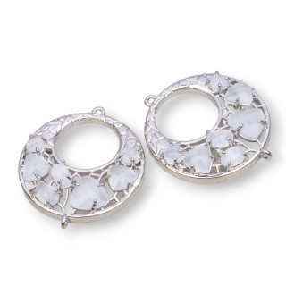 Conector de componente de latón criollo con ojo de gato integrado 28 mm 4 piezas rodiado blanco